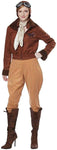 Womens Aviator Amelia Earhart Pilot Costume Brown