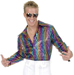Charades Rainbow Swirl Disco Shirt for Men