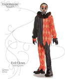 Evil Halloween Clown Teen Costume Black / Orange Teen
