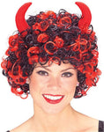 Adult's Black and Red Devil Demon Satan Wig with Horns