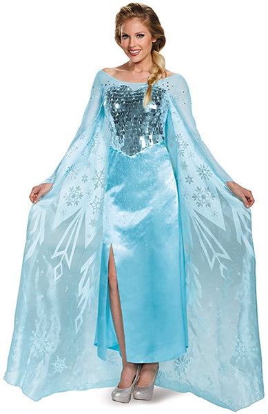 Disguise Women's Elsa Ultra Prestige Adult Costume, Blue, Large