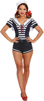 Dreamgirl Women's Seaside Sailor, Navy/White, Medium