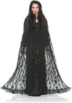 Women's Velvet and Skull Mesh Cape - 63" Black One Size