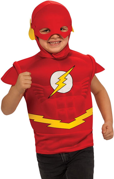Flash Muscle Chest Costume Shirt with Cape and Headpiece