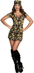 Sexy Army Babe Camo Zip Front Uniform Dress Outfit Military Costume Adult Women