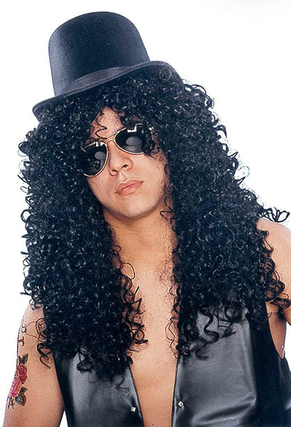 Curly Black Rocker Wig Costume Accessory