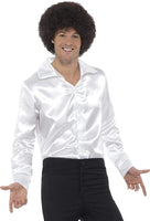 Mens 60s 70s Groovy Dude White Disco Shirt Costume