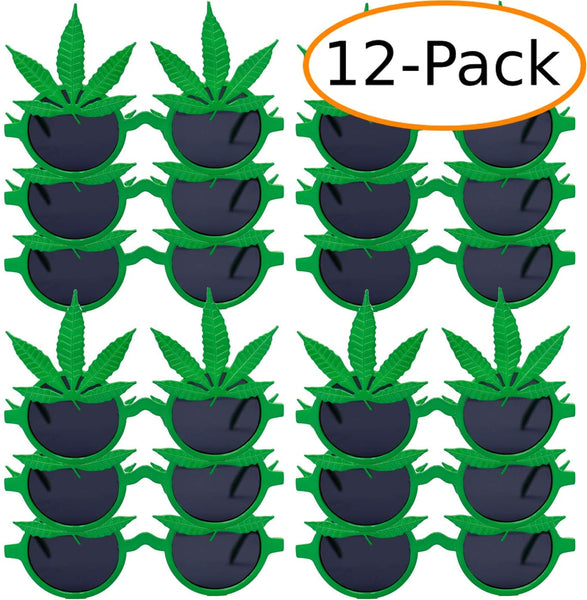 Green Marijuana Leaf Pot Leaf Weed Round Fun Party Favor Sunglasses