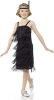 Karnival Costumes Flapper Costume Girls, 20s Dress with Headband, Kids 9-10 Years, Black, Extra Large
