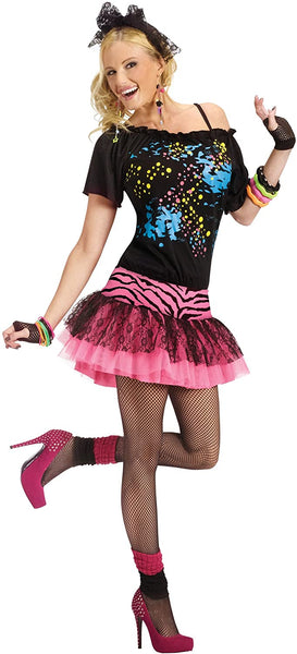 80s Pop Party Womens Costume, Small/Medium, Black/pink