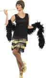 Smiffys Women's 1920s Fringed Flapper Costume, Black/Gold