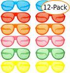 10" JUMBO Size Colorful Slotted Party Favor Sunglasses, Photo Props, Costume Dress Up Glasses, for Adults and Children 12 ct