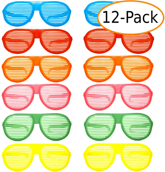 10" JUMBO Size Colorful Slotted Party Favor Sunglasses, Photo Props, Costume Dress Up Glasses, for Adults and Children 12 ct