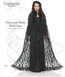 Women's Velvet and Skull Mesh Cape - 63" Black One Size